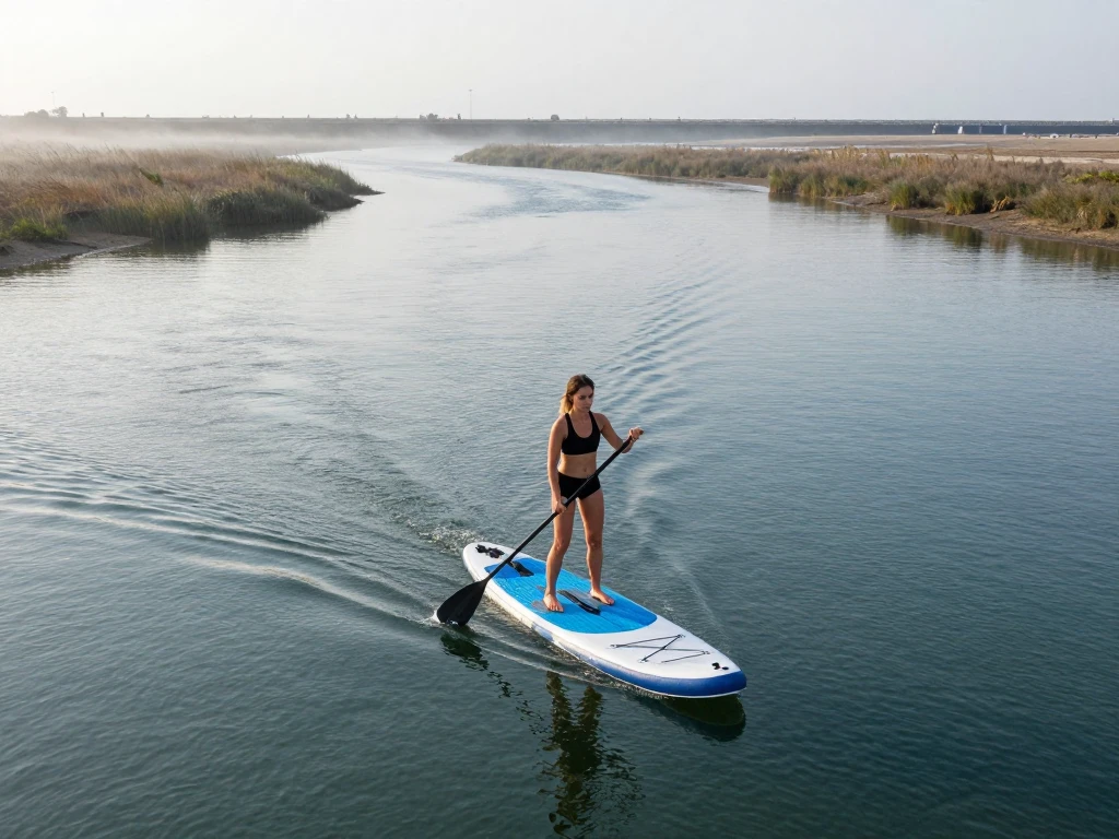 Abstract paddle board on calm water for Gryxonarbrjrexox